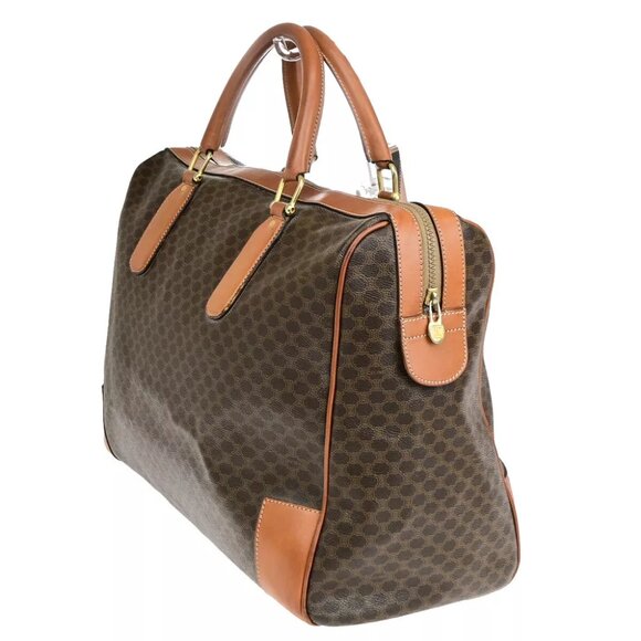 CELINE Logo Macadam Pattern Travel Hand Bag PVC Leather Brown GHW Italy 65YF574 - Picture 10 of 16